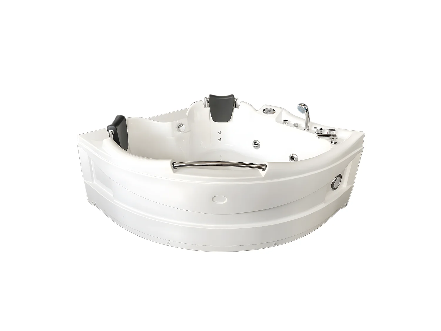 Whirlpoolbadewanne 150 x 150 cm weiß Chromotherapie 9 Düsen - Alyssa