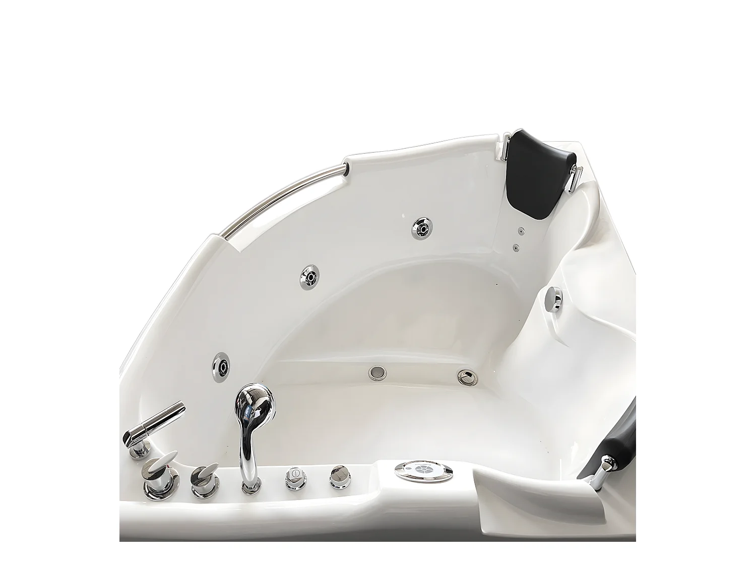 Whirlpoolbadewanne 150 x 150 cm weiß Chromotherapie 9 Düsen - Alyssa