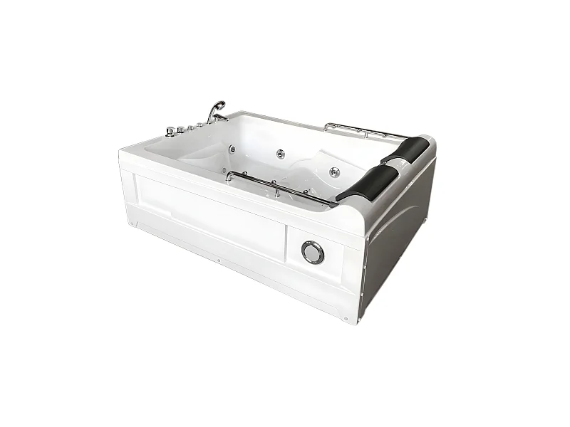Whirlpoolbadewanne 175 x 132 cm weiß Doppelpumpe 14 Düsen - Calla