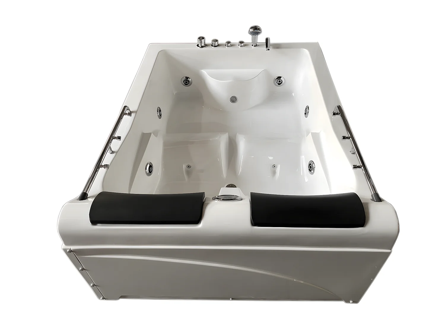 Whirlpoolbadewanne 175 x 132 cm weiß Doppelpumpe 14 Düsen - Calla