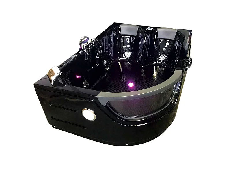 Whirlpoolbadewanne 180 x 120 cm Schwarz für 2 Personen 8 Düsen - Bluebell