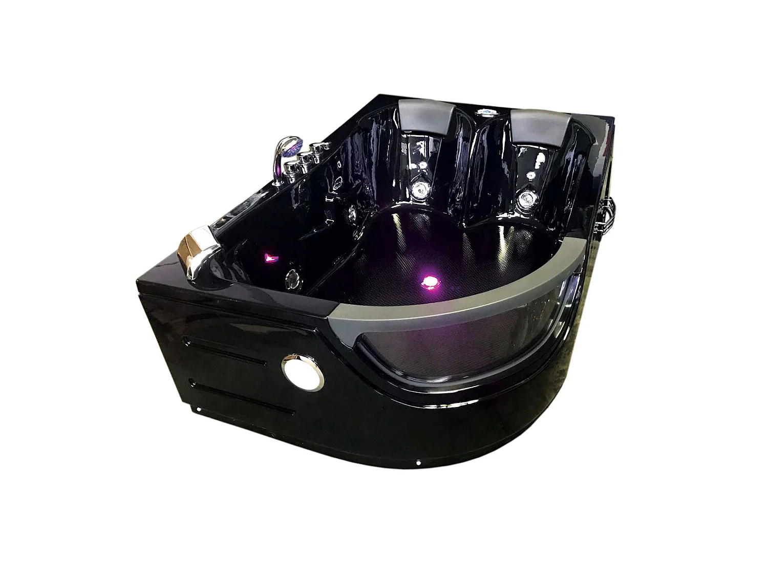 Whirlpoolbadewanne 180 x 120 cm Schwarz für 2 Personen 8 Düsen - Bluebell