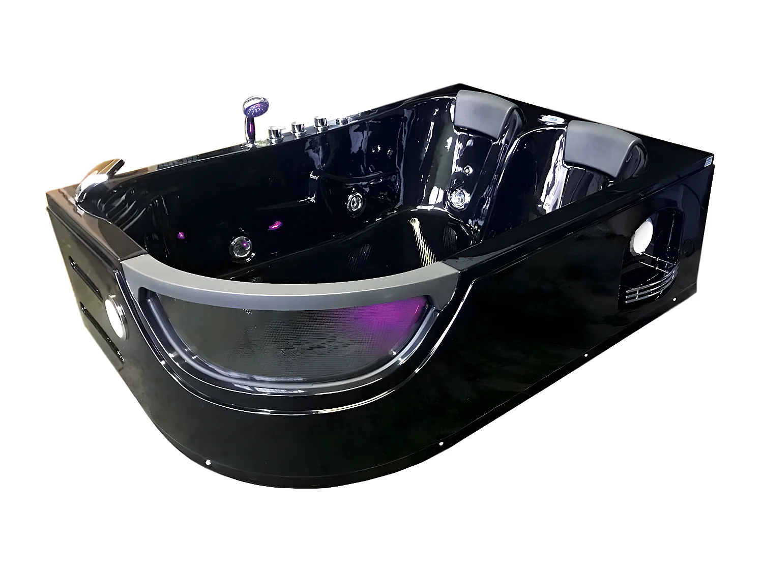 Whirlpoolbadewanne 180 x 120 cm Schwarz für 2 Personen 8 Düsen - Bluebell