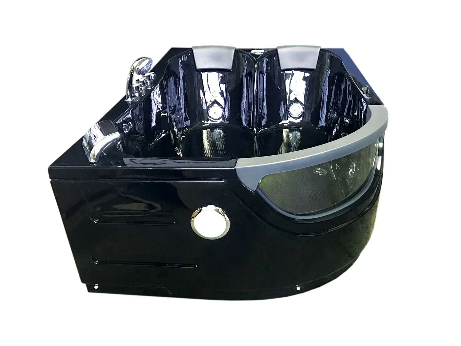 Whirlpoolbadewanne 180 x 120 cm Schwarz für 2 Personen 8 Düsen - Bluebell