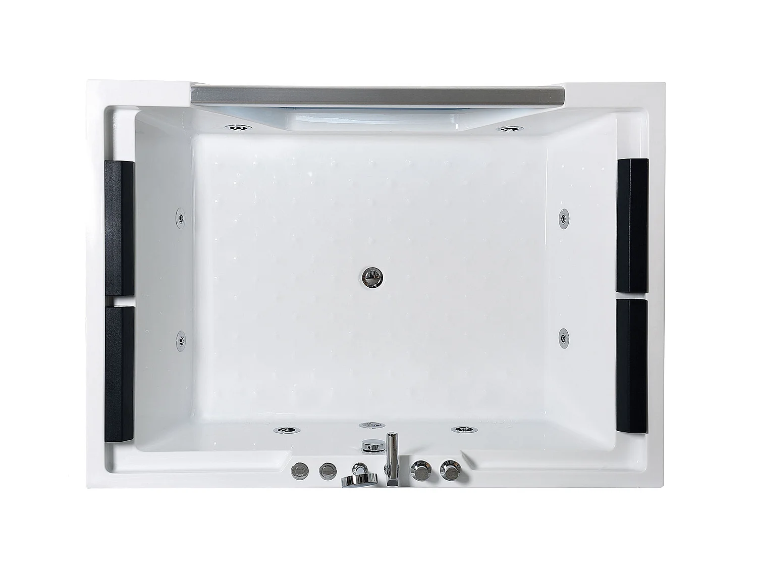 Whirlpoolbadewanne 170 x 120 cm weiß mit Frontglas 8 Düsen - Amber