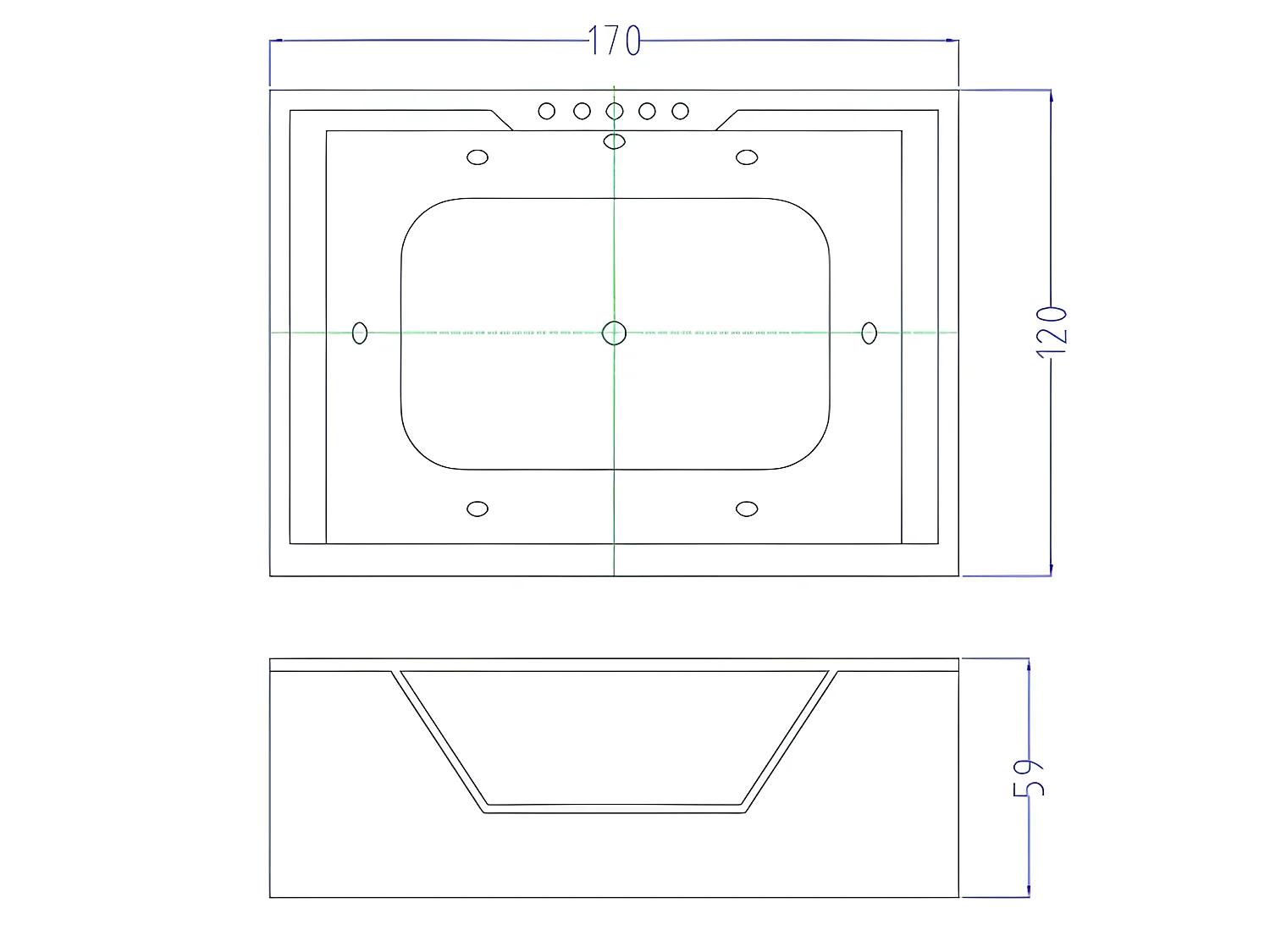 Banheira hidromassagem 170 X 120 cm 8 jatos com vidro panorâmico - Amber