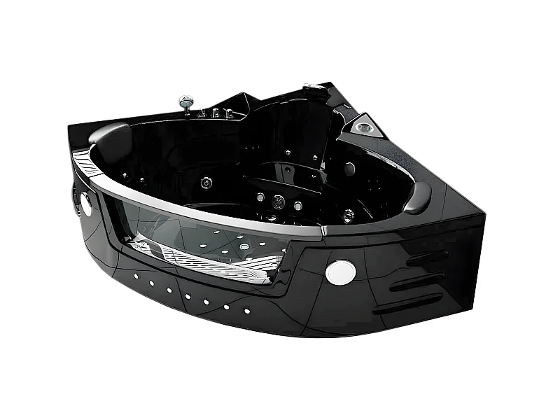 Whirlpoolbadewanne 150 x 150 cm Schwarz Doppelpumpe 20 Düsen - Magnolia
