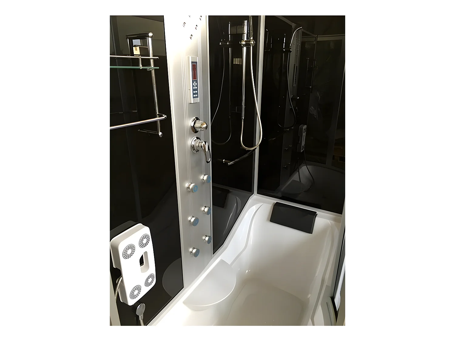 Duschbadewanne Weiße 170 x 90 cm Chromotherapie - Raven