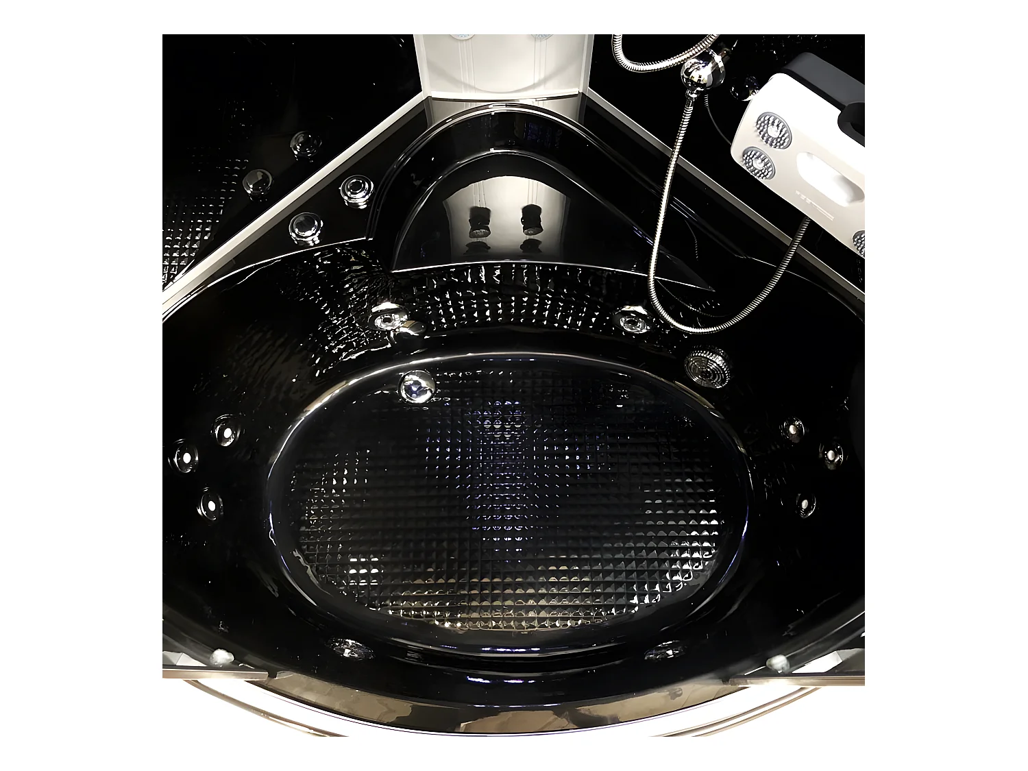 Duschbadewanne Schwarze 130 x 130 cm Chromotherapie - Ivory