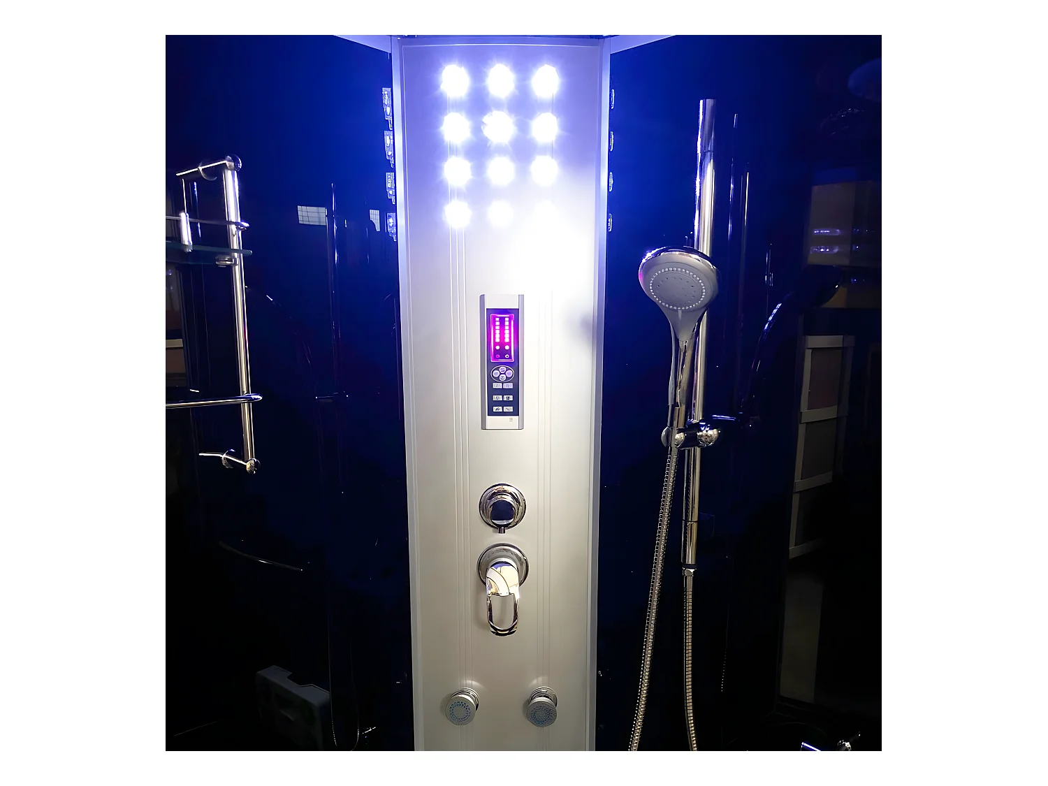 Duschbadewanne Schwarze 130 x 130 cm Chromotherapie - Ivory