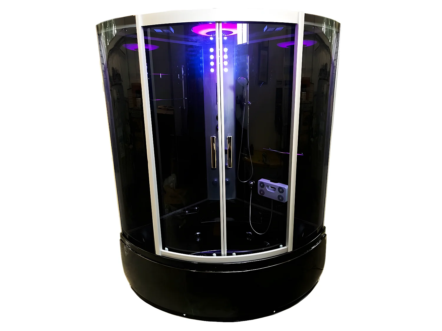 Vasca-doccia idromassaggio nera angolare 130 x 130 cm - Ivory