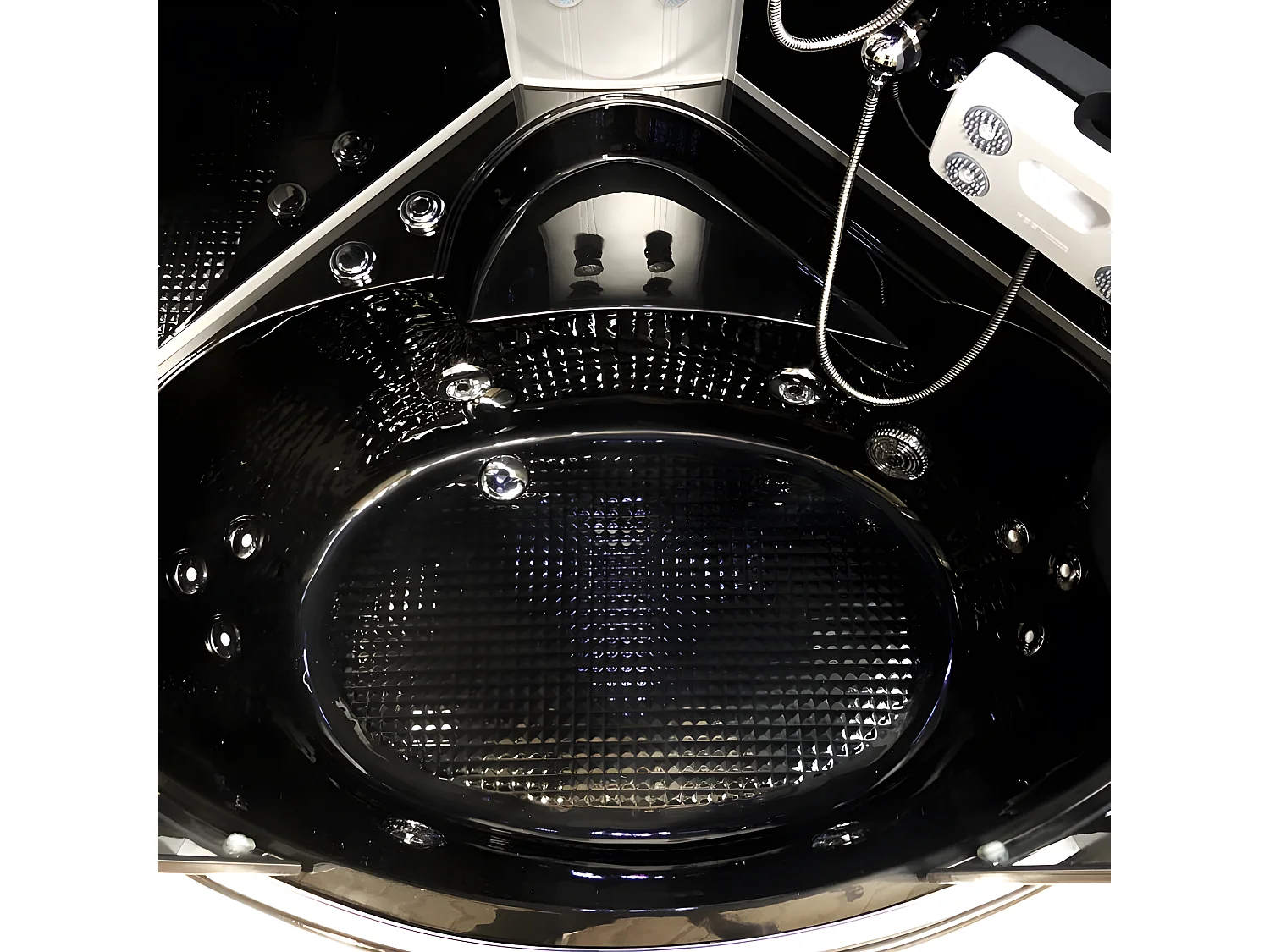 Vasca-doccia idromassaggio nera angolare 130 x 130 cm - Ivory