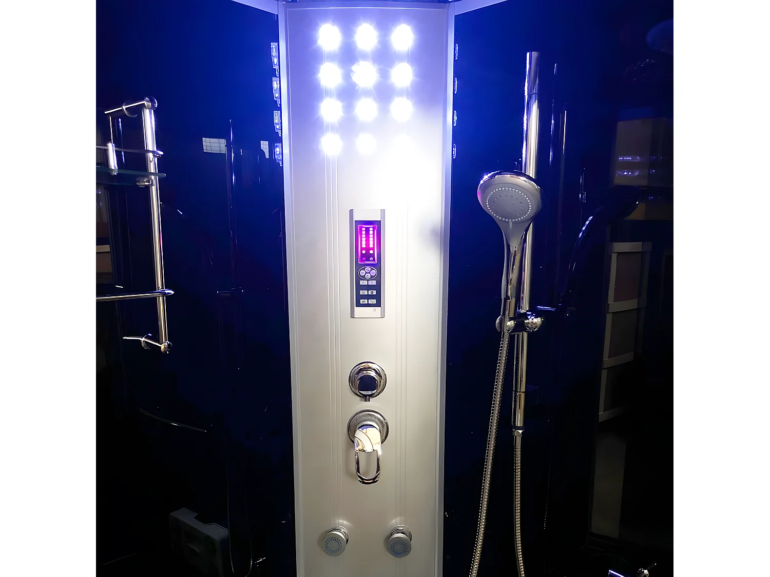 Vasca-doccia idromassaggio nera angolare 130 x 130 cm - Ivory