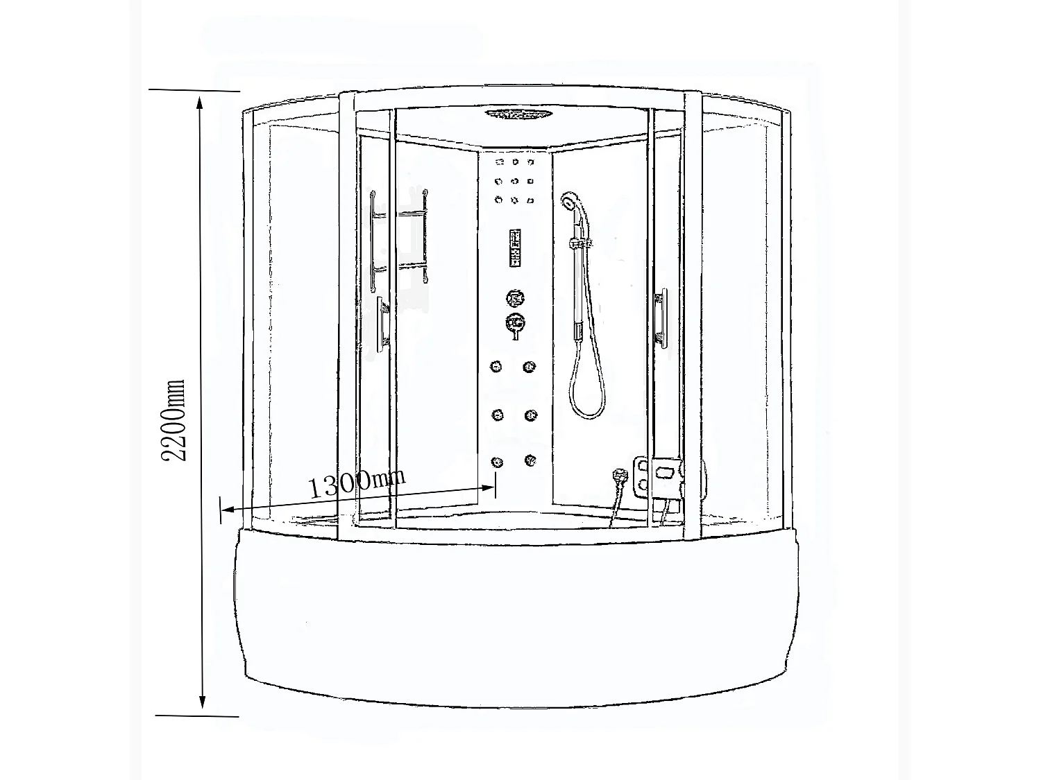 Baignoire-douche hydromassante d’angle 130 X 130 cm noir – Ivory