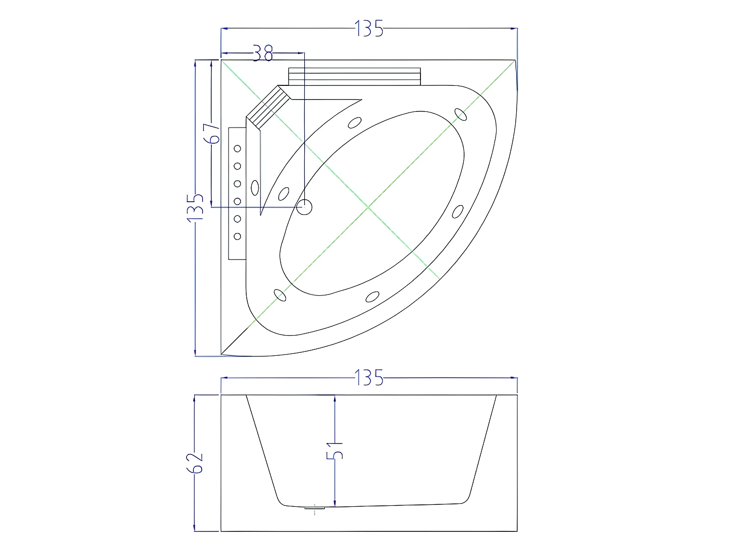 Witte hottub voor 1 persoon 135 X 135 cm 6 jets – Sage