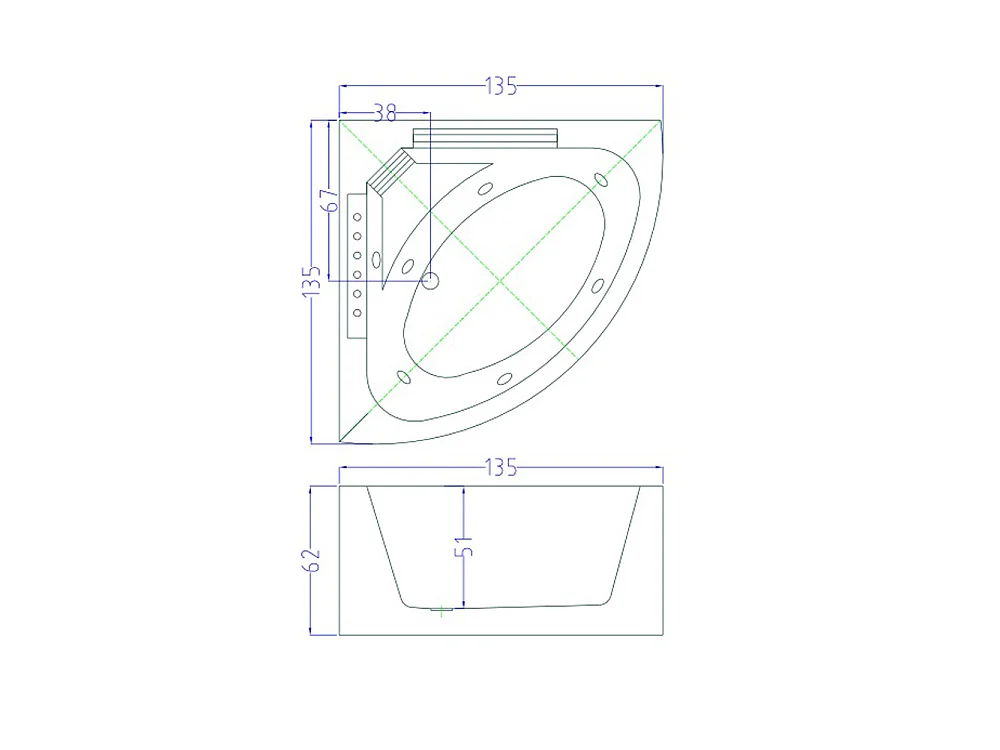 Bain à remous blanc pour 1 personne 135 X 135 cm 6 jets – Sage