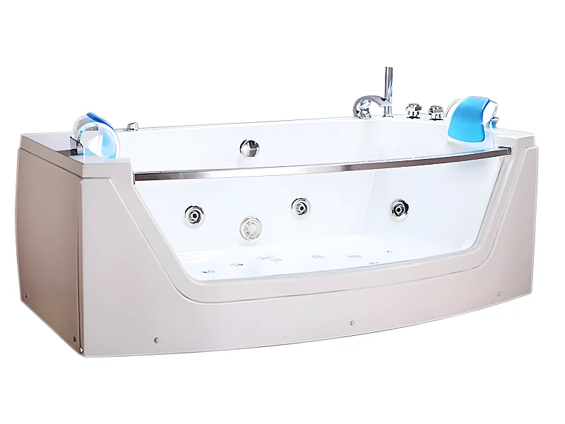 Whirlpoolbadewanne 180 x 90 cm weiß Chromotherapie 14 Düsen - Primula