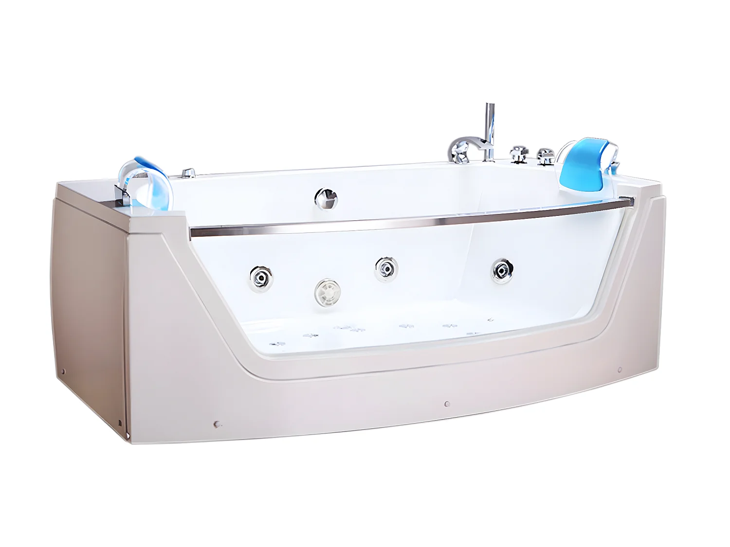 Bañera de hidromasaje blanca 180 X 90 cm Cromoterapia 14 jets - Primula