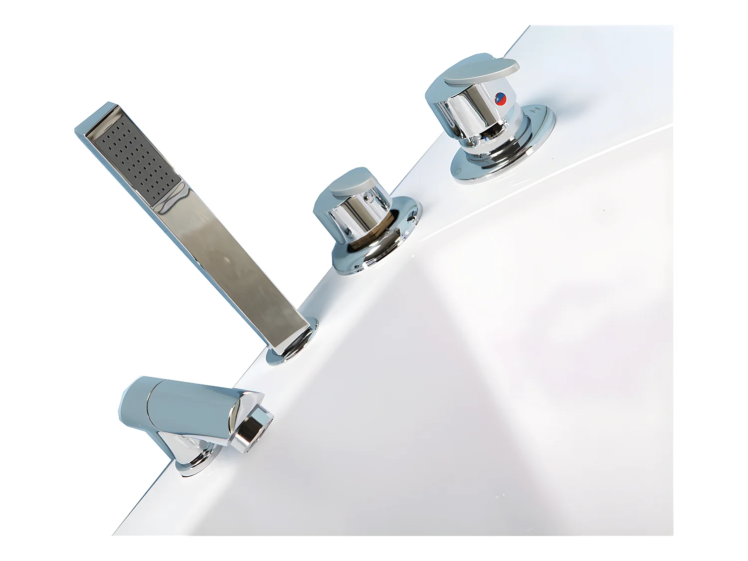 Bañera de hidromasaje blanca 180 X 90 cm Cromoterapia 14 jets - Primula