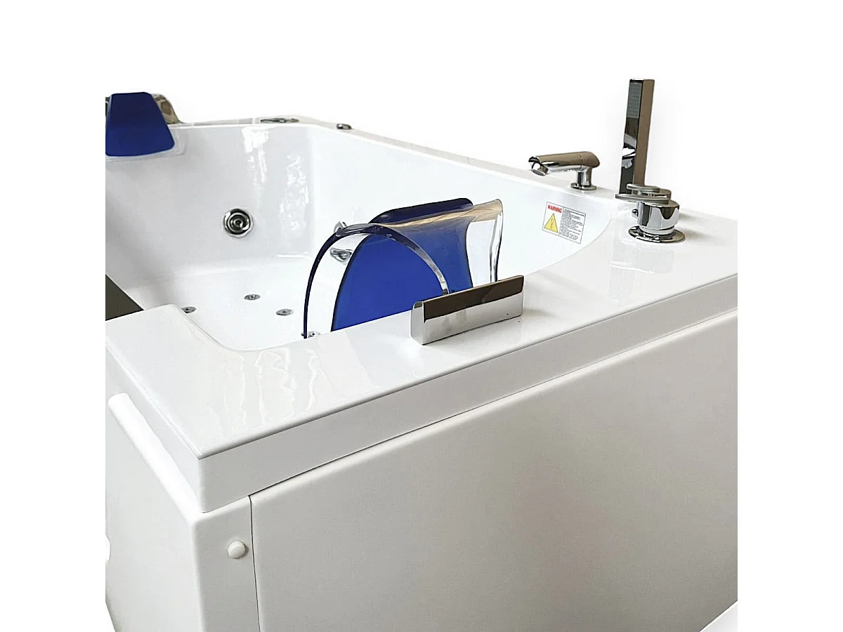 Baignoire hydromassage blanc 180 X 90 cm Chromothérapie 14 jets – Primula