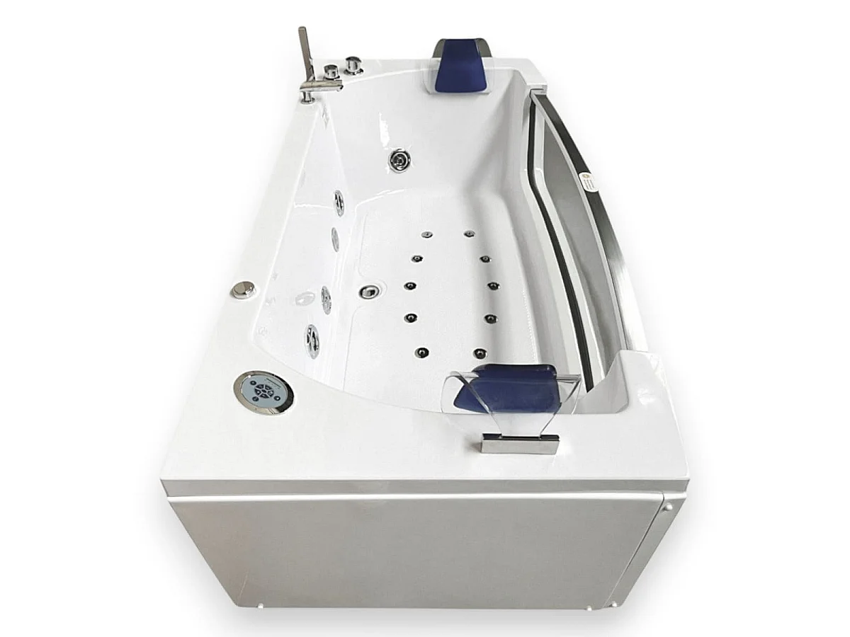 Baignoire hydromassage blanc 180 X 90 cm Chromothérapie 14 jets – Primula