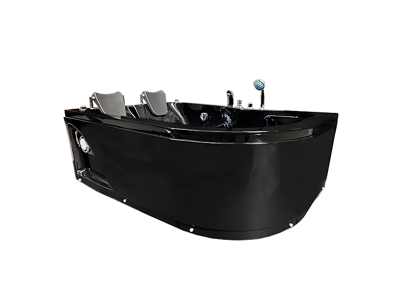 Whirlpoolbadewanne 170 x 115 cm Schwarz für 2 Personen 15 Düsen - Black Tulip