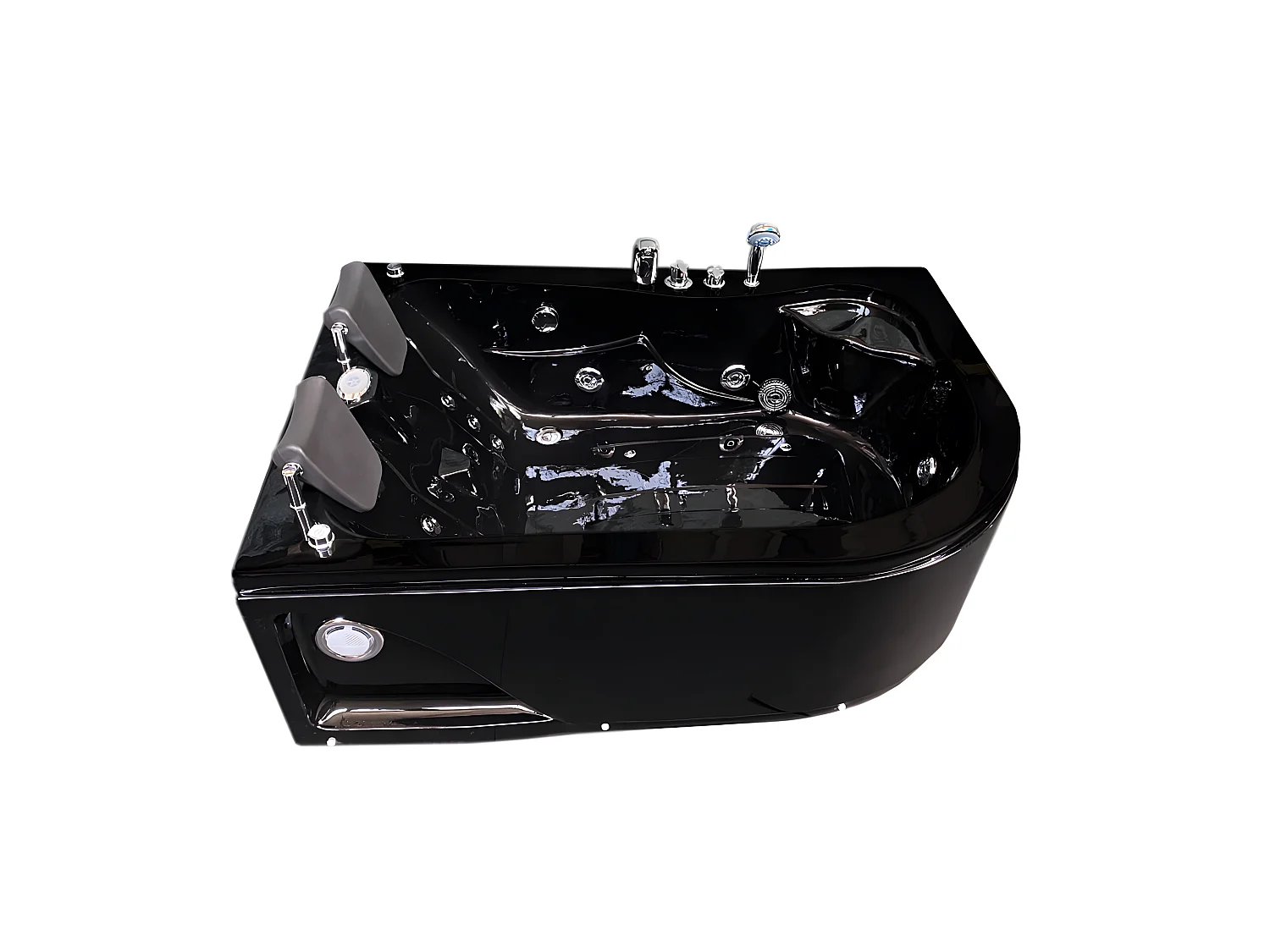 Bañera de hidromasaje negra 170 X 115 cm para 2 personas 15 jets - Black Tulip