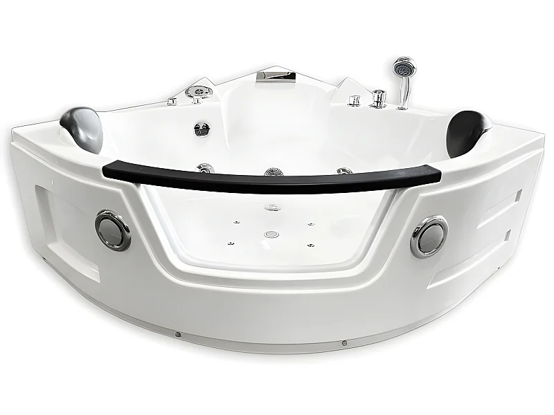 Whirlpoolbadewanne 150 x 150 cm weiß Chromotherapie 12 Düsen - Mimosa