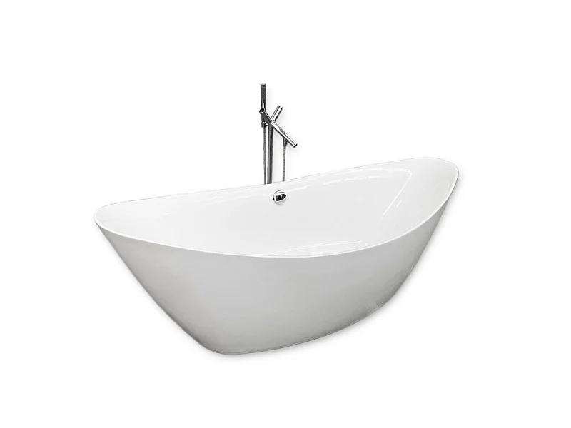 Freistehende Badewanne Weiße 180 x 80 cm + Säulenarmatur – Faith