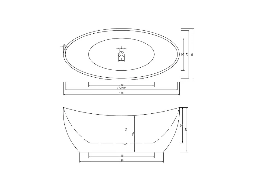 Baignoire ilôt 180 X 80 cm + Robinet Mitigeur Colonne – Faith