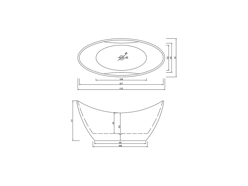 Bañera exenta blanca moderna 172 X 72 cm - Joy