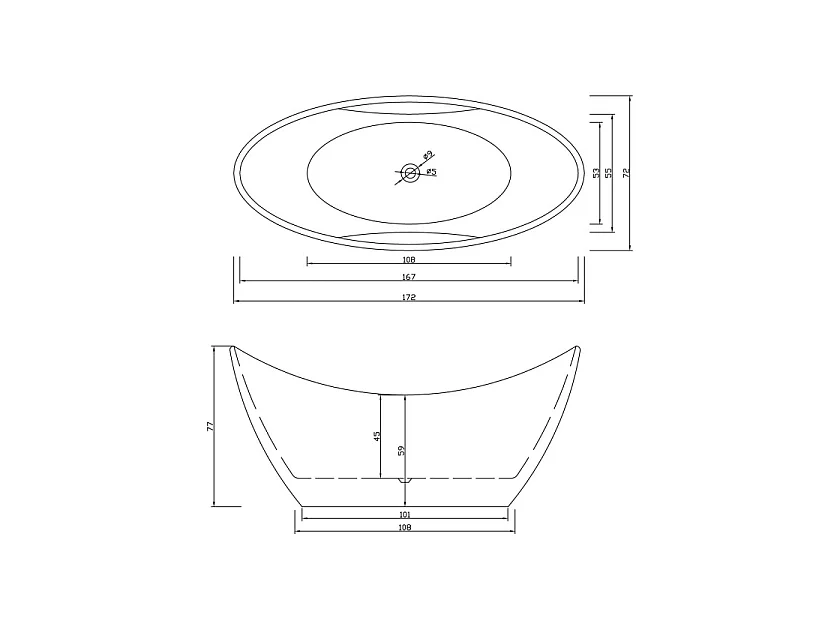 Baignoire ilôt 172 X 72 cm + Robinet Mitigeur – Joy