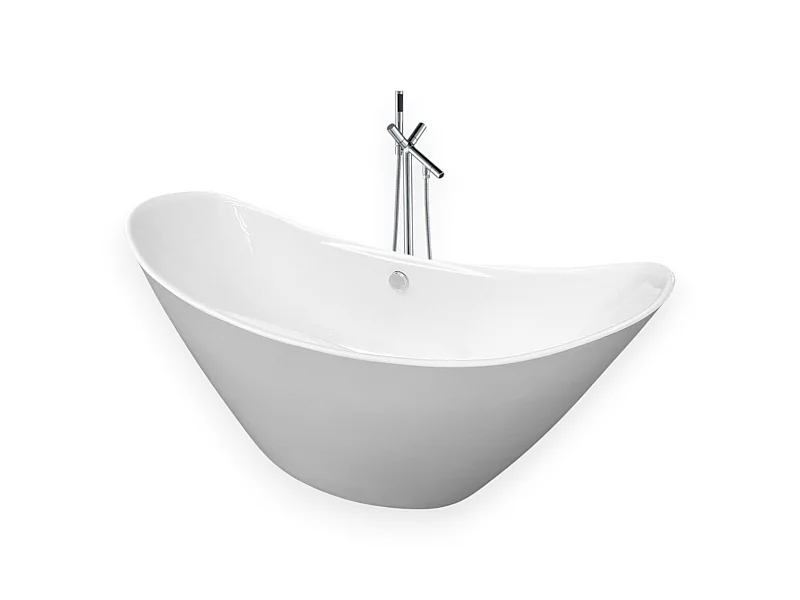 Banheira exenta branca moderna 172 x 72 cm + Torneira - Joy