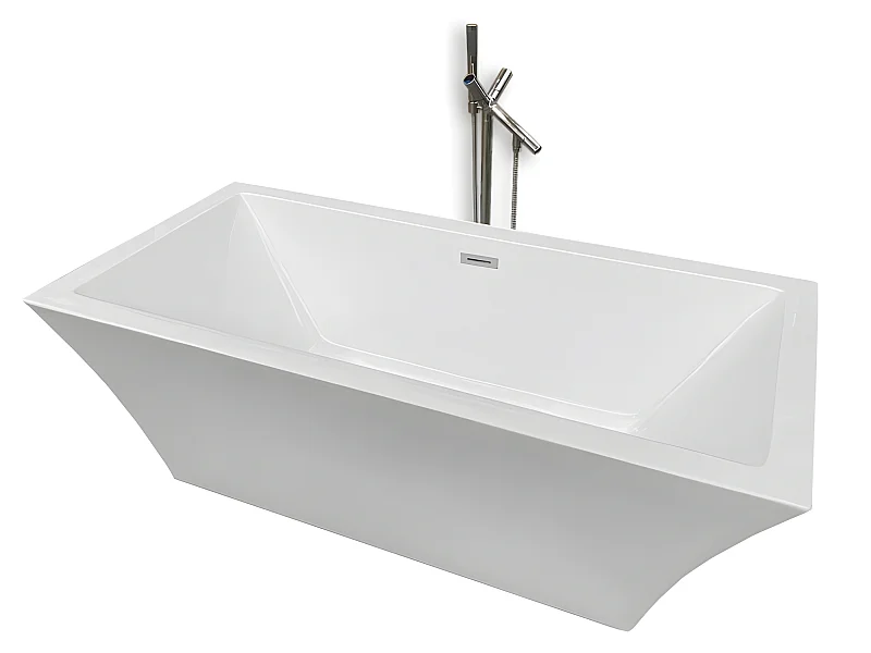 Freistehende Badewanne Weiße 170 x 80 cm + Säulenarmatur – Heaven