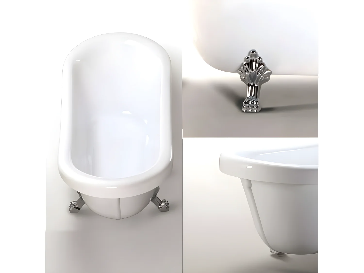 Baignoire ilôt retrò 170 x 80 cm avec pieds argent + Mitigeur – Marigold