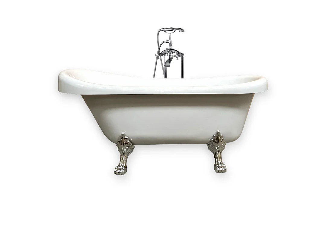 Bañera isla vintage 170 x 80 cm con patas plateadas y grifo - Marigold