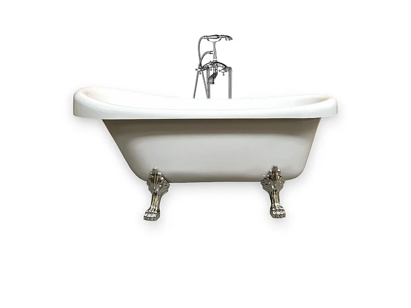 Banheira de ilha vintage 170 x 80 cm com pés prateados e Torneira - Marigold