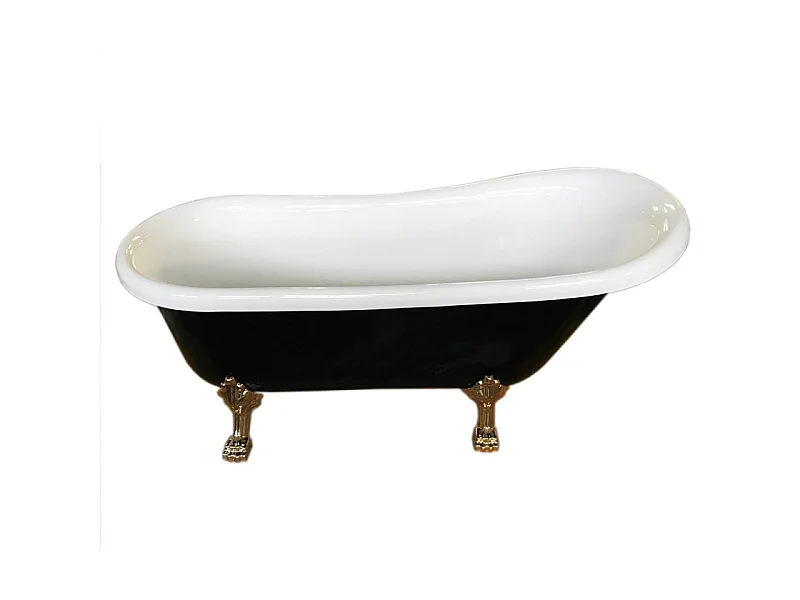Baignoire ilôt retrò 170 x 80 cm noir avec pieds or – Marigold Noir