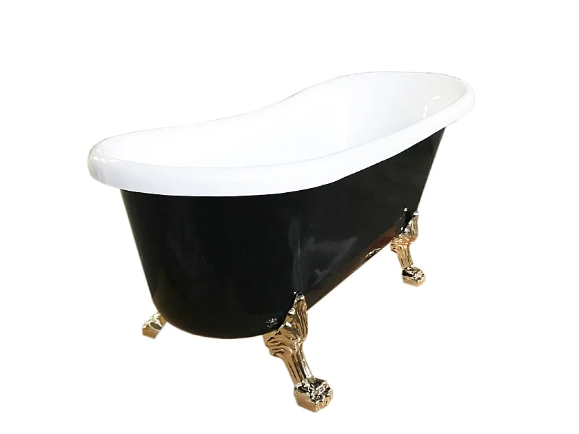 Retro vrijstaand bad 170 x 80 cm zwart met gouden pootjes – Marigold Noir