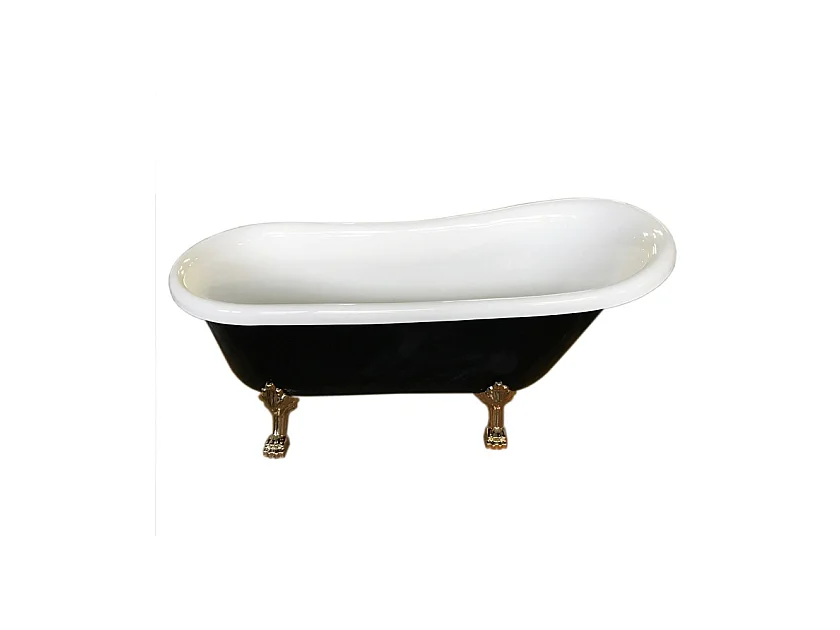 Baignoire ilôt retrò 170 x 80 cm noir pieds or + Mitigeur – Marigold Noir