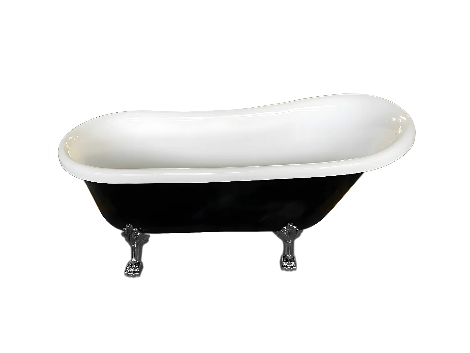Vintage freistehende Badewanne 170 x 80 cm schwarz mit silbernen Füßen – Marigold Noir