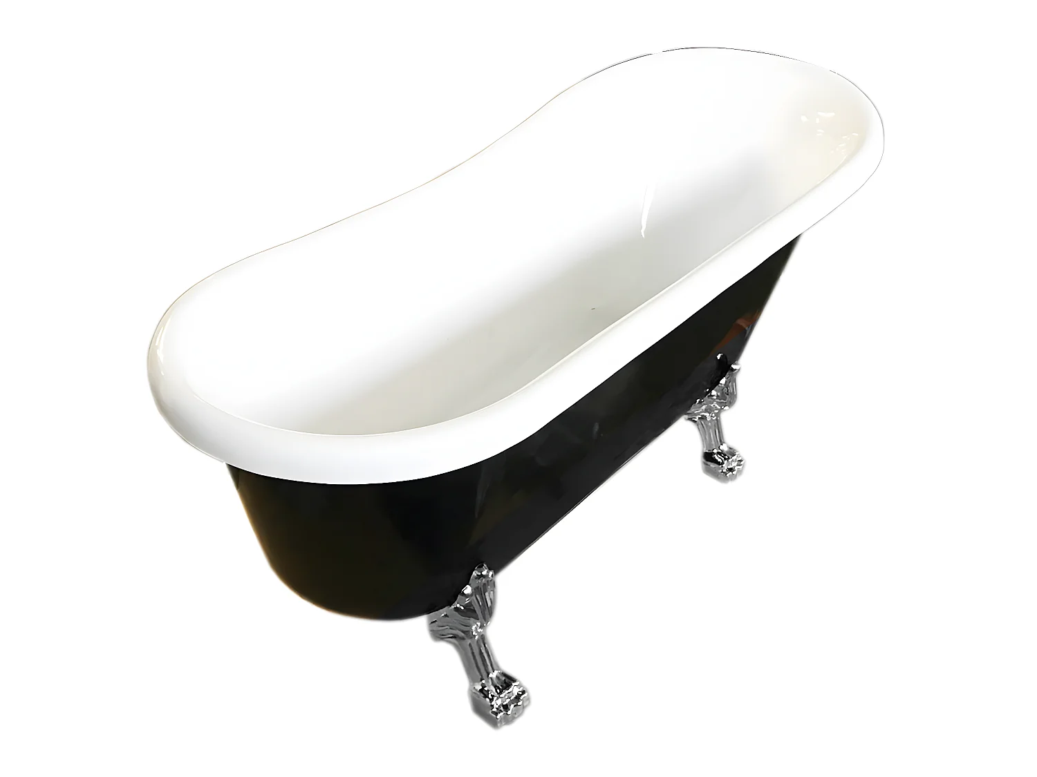Vintage freistehende Badewanne 170 x 80 cm schwarz mit silbernen Füßen – Marigold Noir