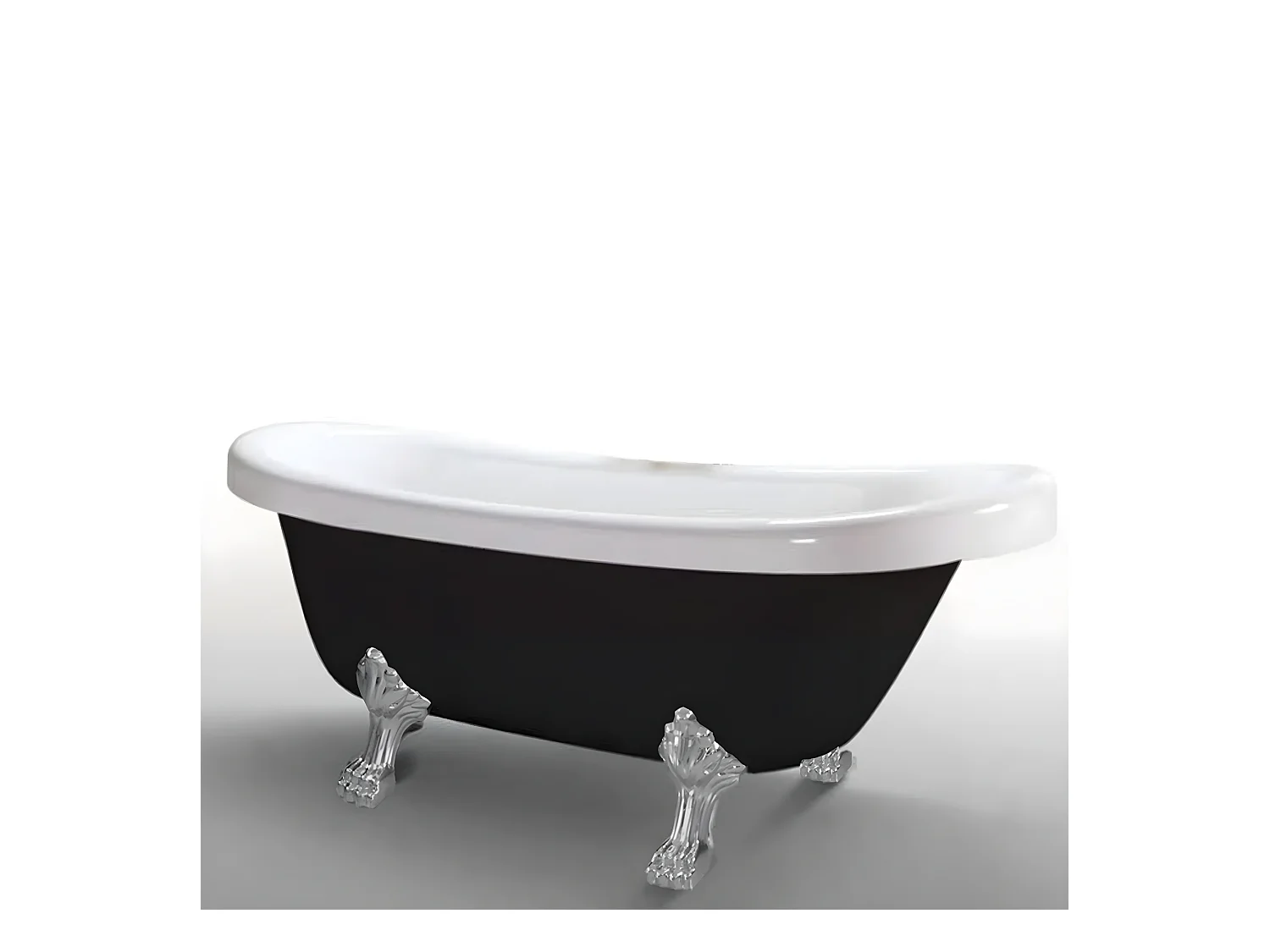 Vintage freistehende Badewanne 170 x 80 cm schwarz mit silbernen Füßen – Marigold Noir