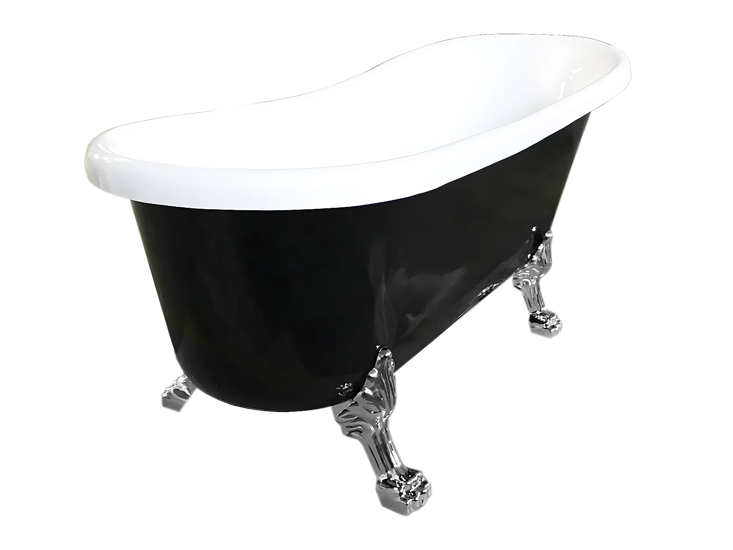 Vasca freestanding Retrò 170 x 80 cm nera con piedini argento – Marigold Noir