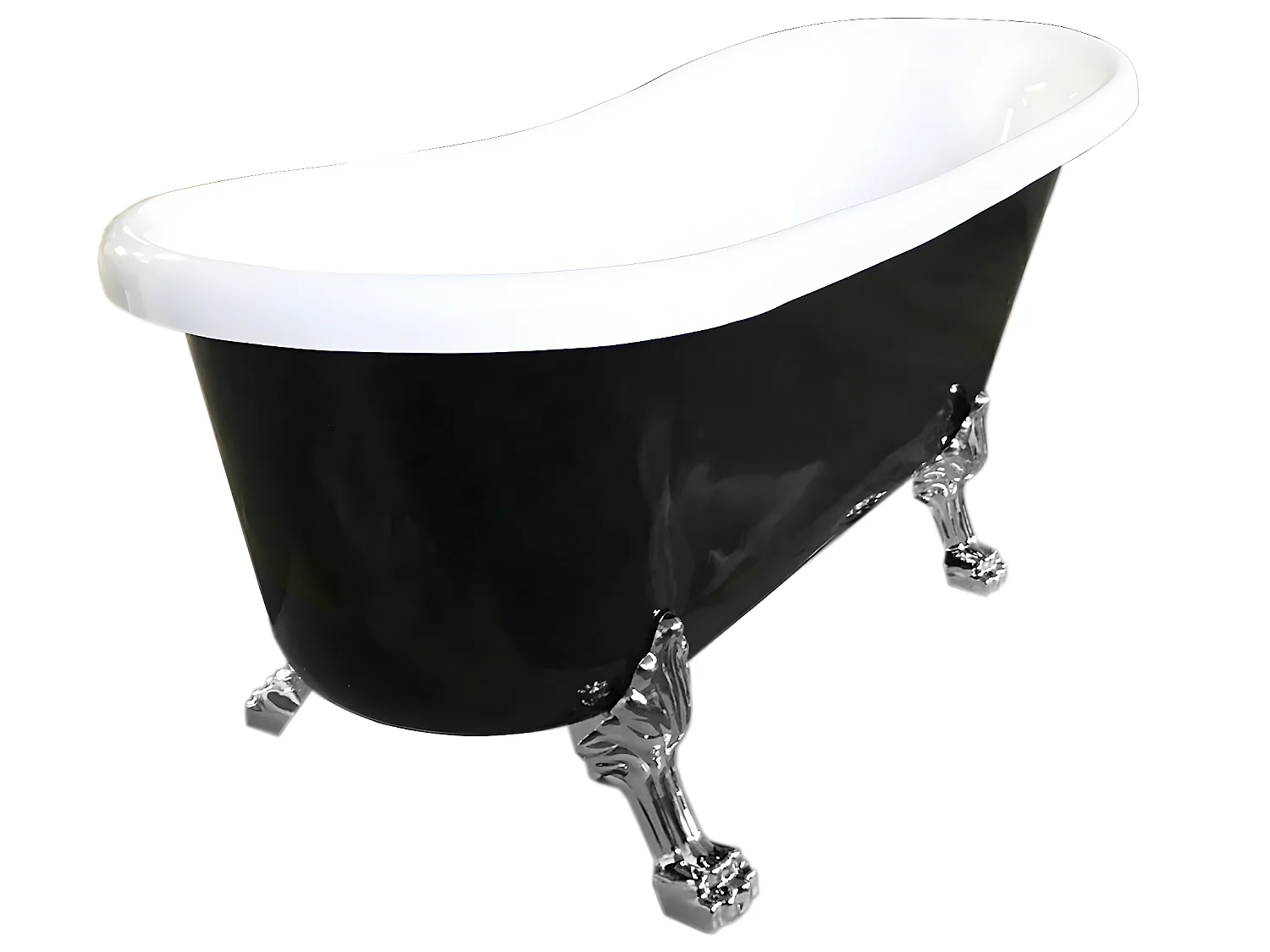 Baignoire ilôt retrò 170 x 80 cm noir avec pieds argent – Marigold Noir