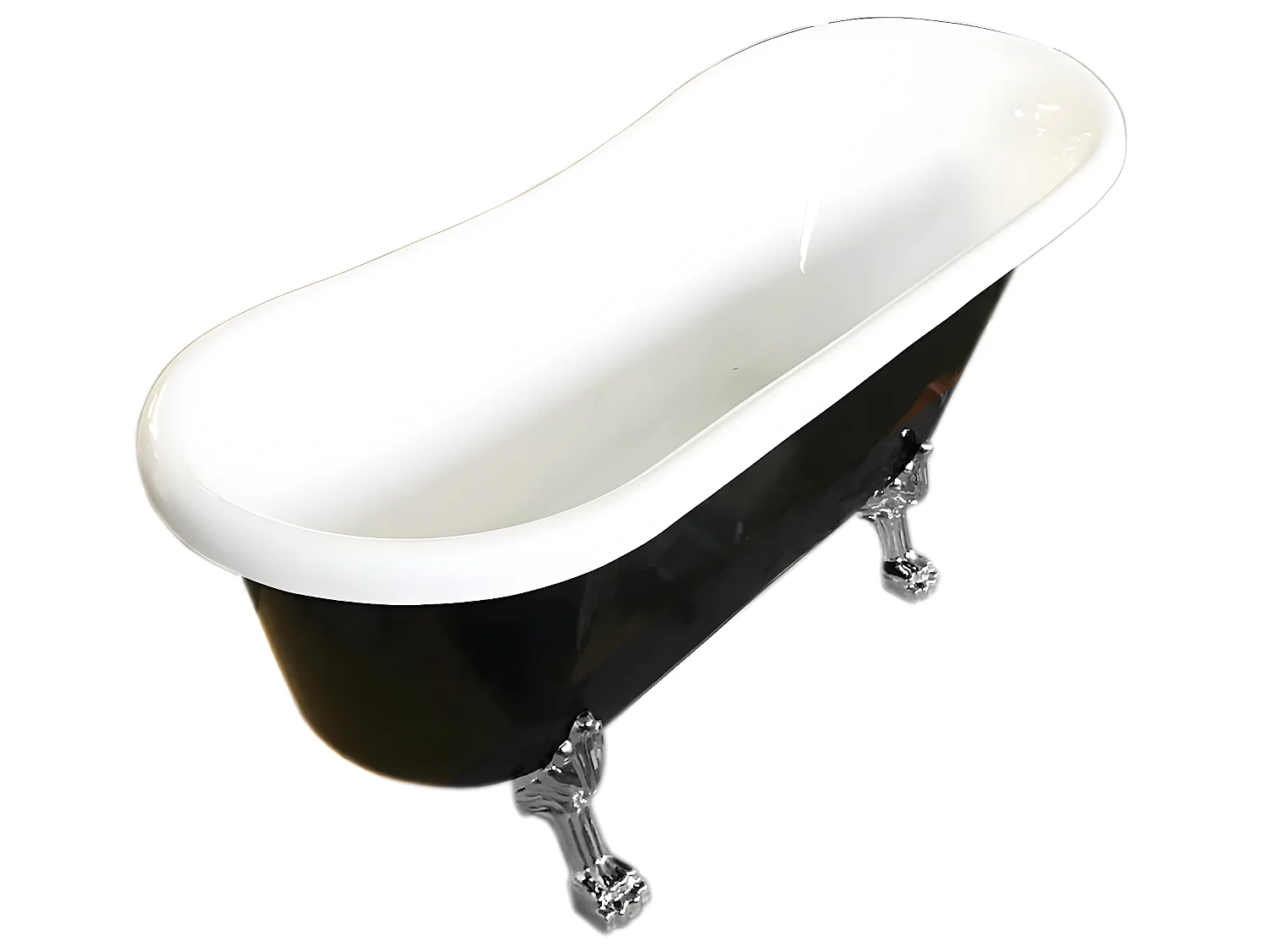 Baignoire ilôt retrò 170 x 80 cm noir avec pieds argent – Marigold Noir