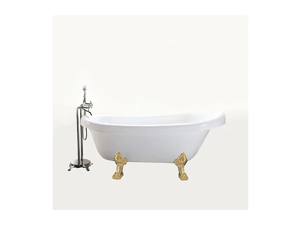 Baignoire ilôt retrò 170 x 80 cm avec pieds Or + Melangeur – Marigold