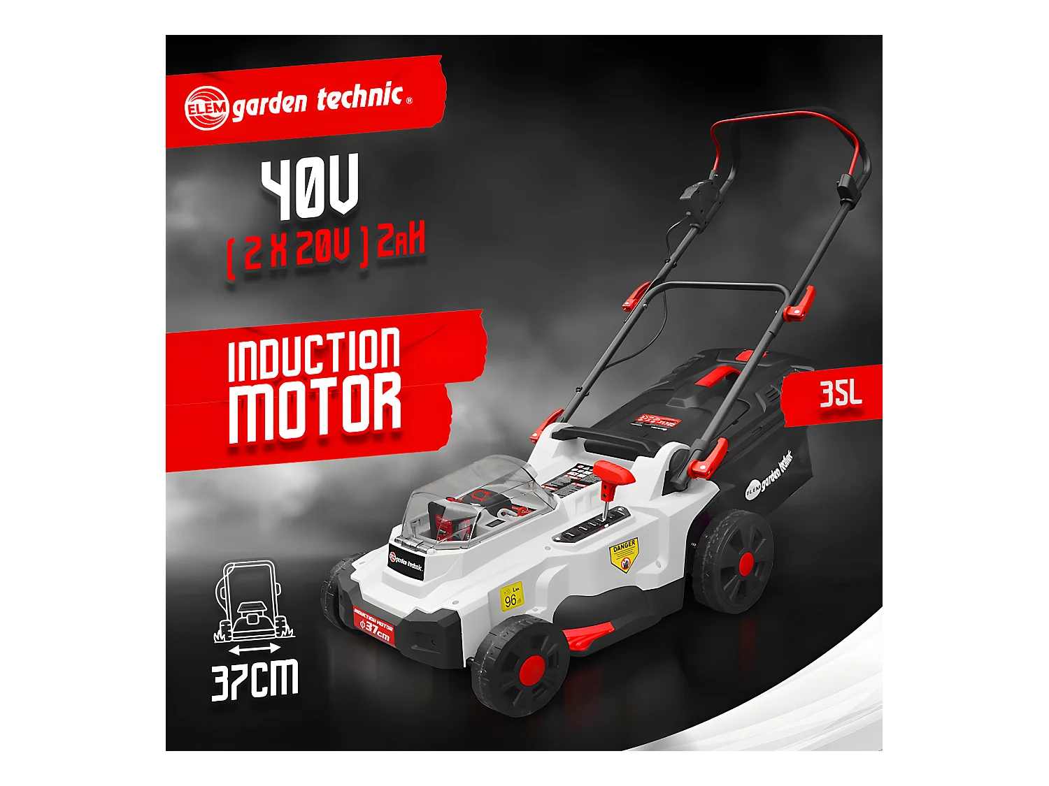 Accu Grasmaaier 40V 37cm - Lithium Batterijen Inbegrepen - Elem Garden