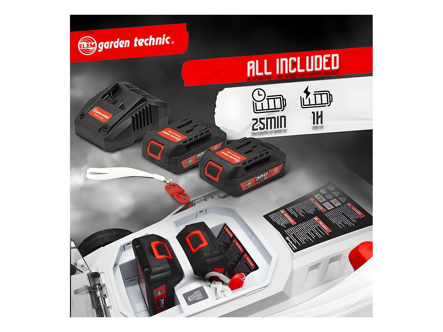 Accu Grasmaaier 40V 37cm - Lithium Batterijen Inbegrepen - Elem Garden