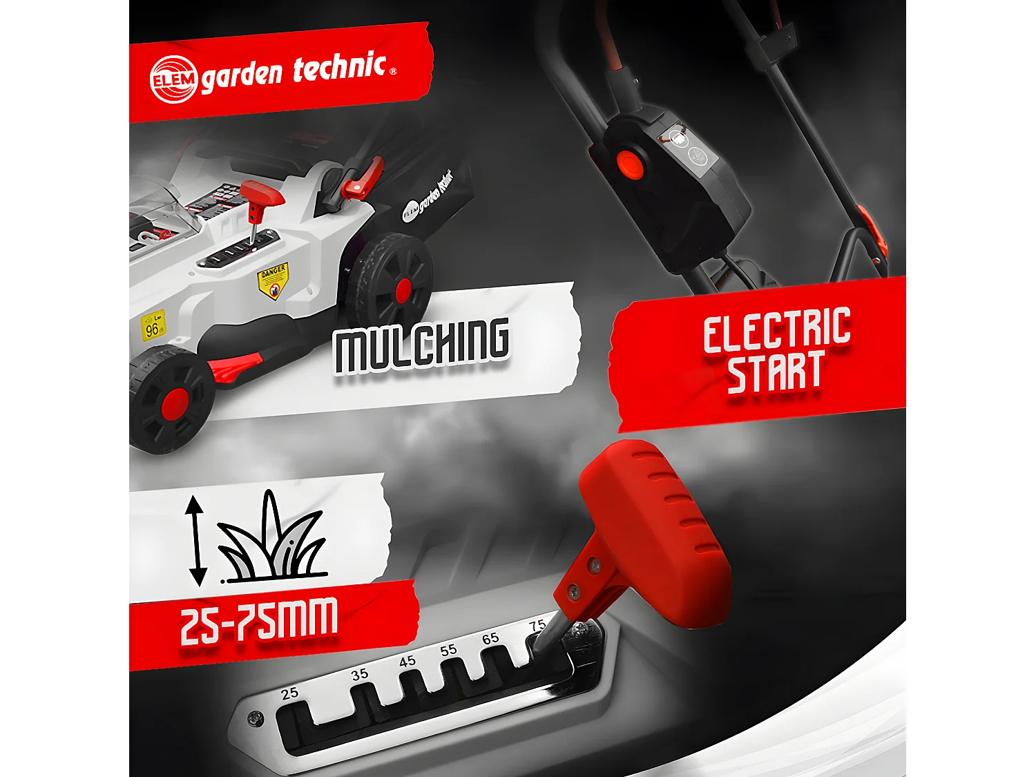 Tondeuse rechargeable 40V (2x20V) 37cm - Batteries et chargeur fournis - Elem Garden